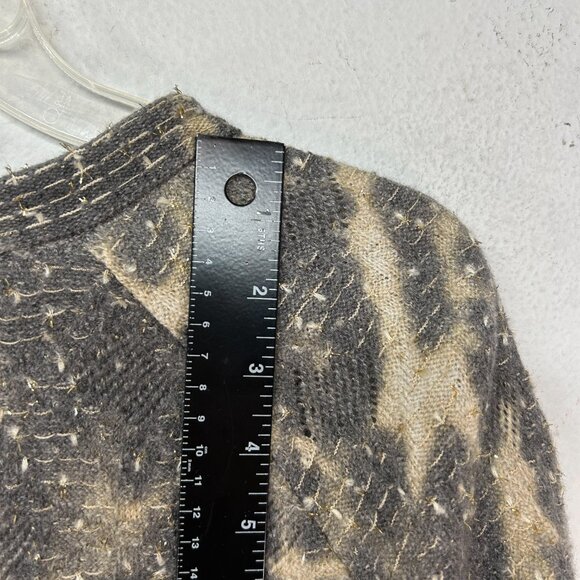 St John Couture ladies Cardigan sweater medium gray brown gold animal metallic - Picture 9 of 12